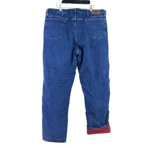 Cabelas Mens Size 40x32 Fleece-Lined Dark Wash Straight Leg Jeans Winter Wear